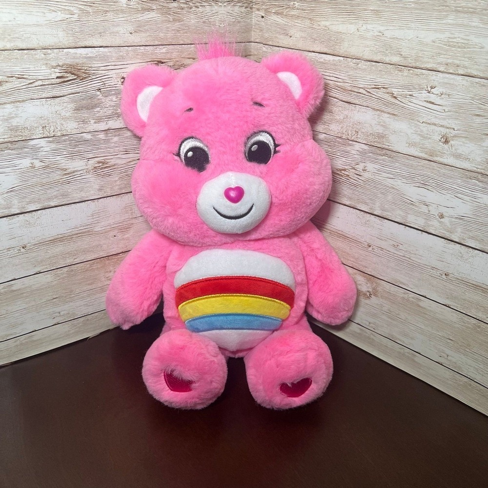 Care Bear Plush Cheer Bear 2020 Pink Rainbow Stuffed Animal‎ 14" Clean!